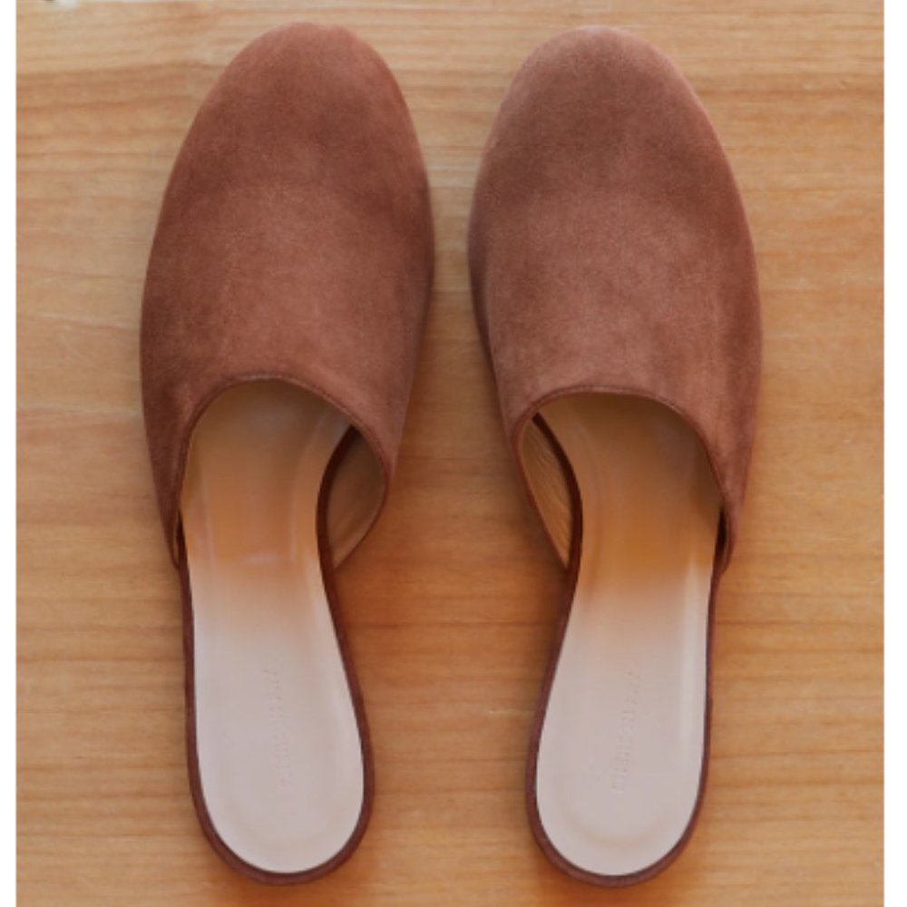 NWT Emerson Fry Caramel Suede Slides, Size 39